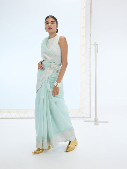 The Jane Saree in Sea Green