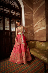 Shop Women's Red Jamawar Lehenga Set | Aditi Gupta