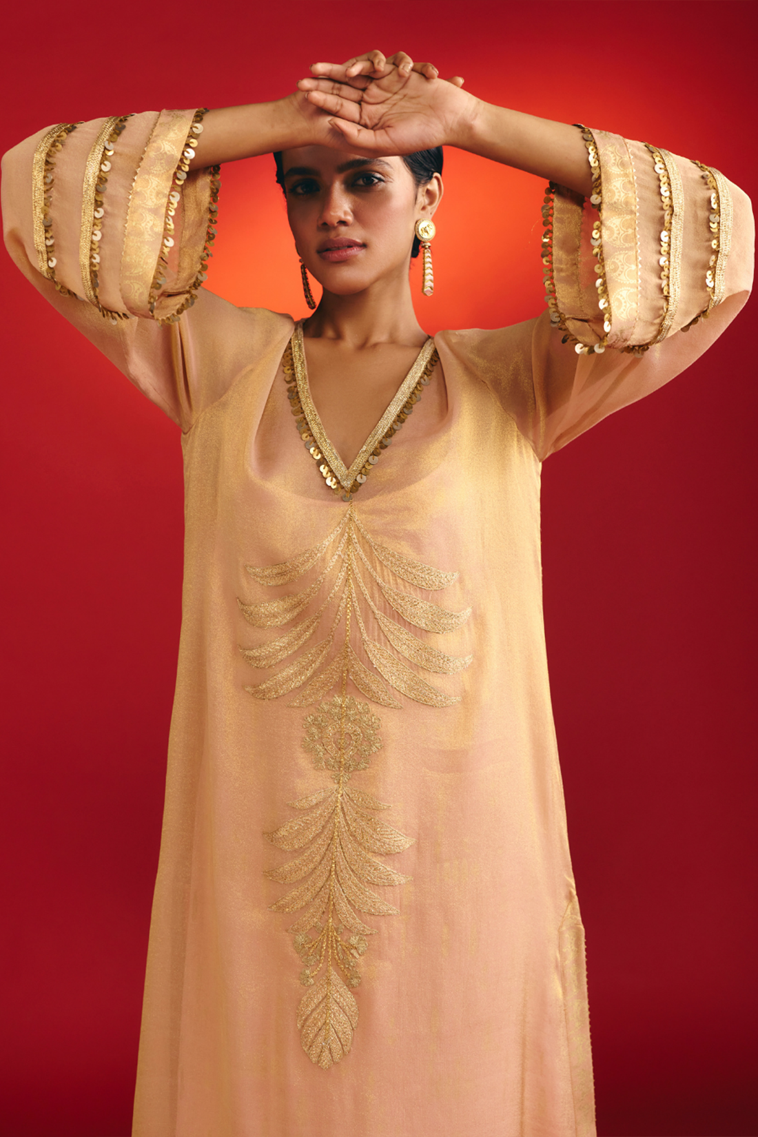 Baby Pink Moonfield Embroidered Kaftan