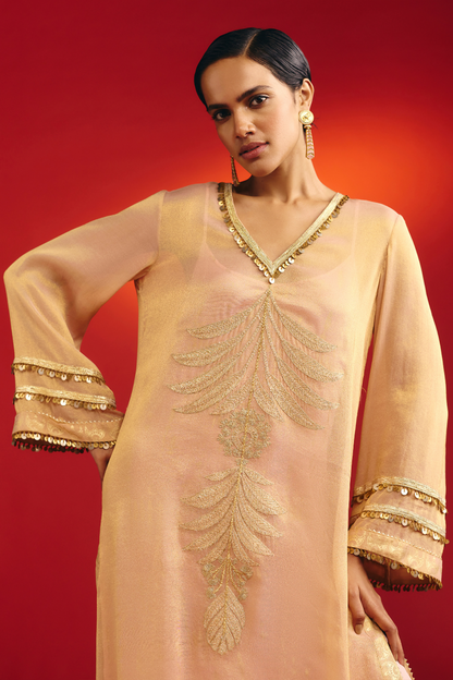 Baby Pink Moonfield Embroidered Kaftan