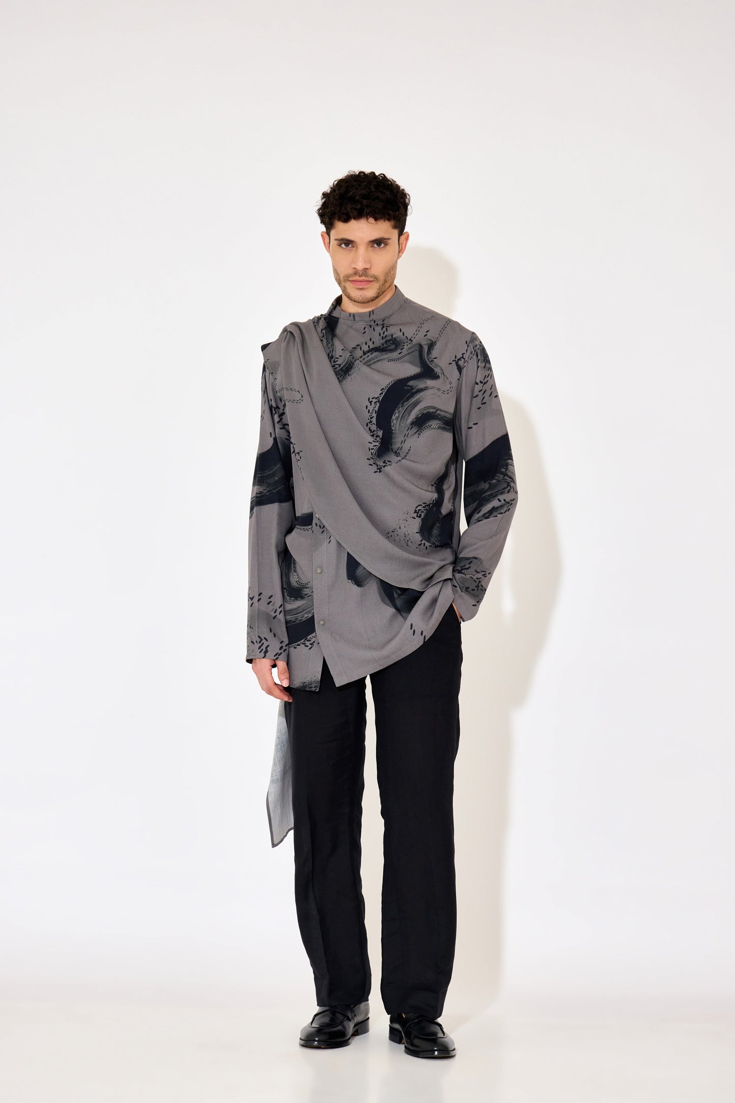 Grey Drape Shirt