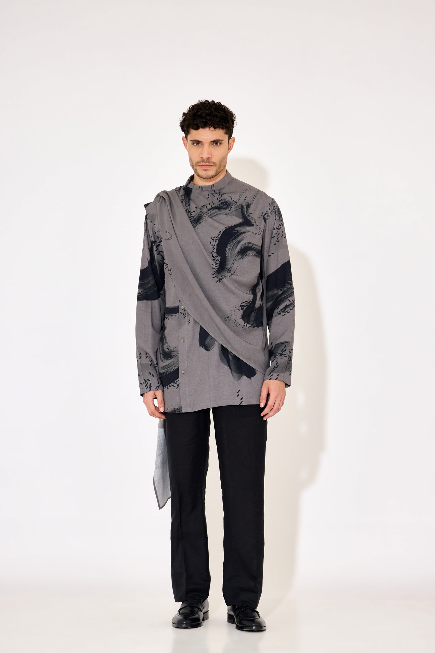 Grey Drape Shirt