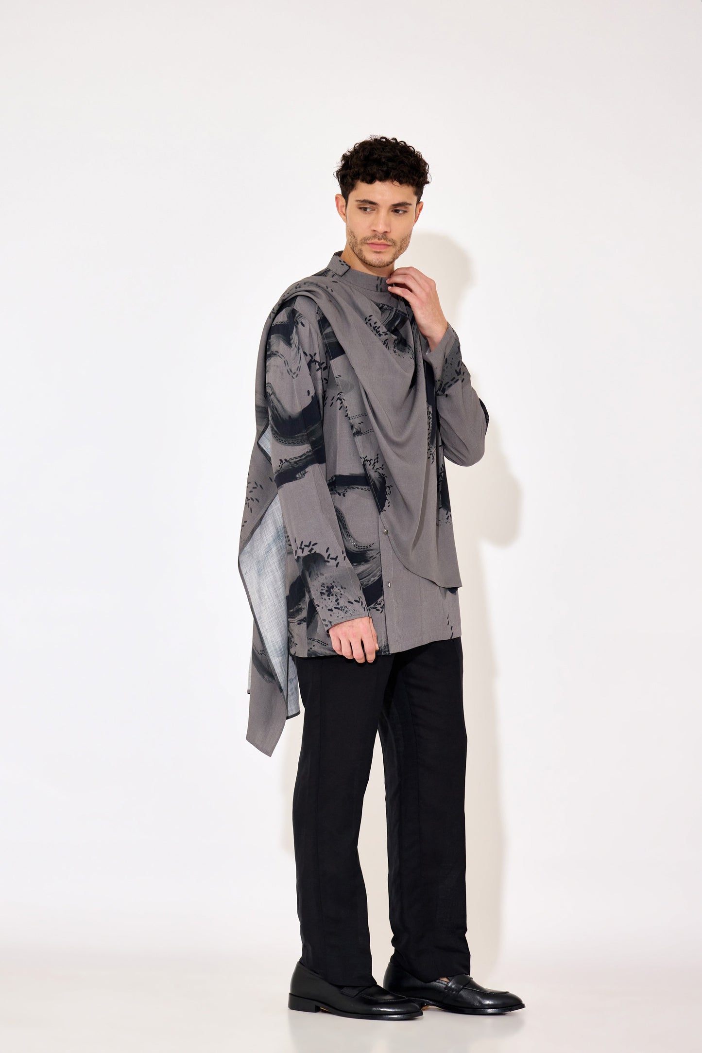 Grey Drape Shirt