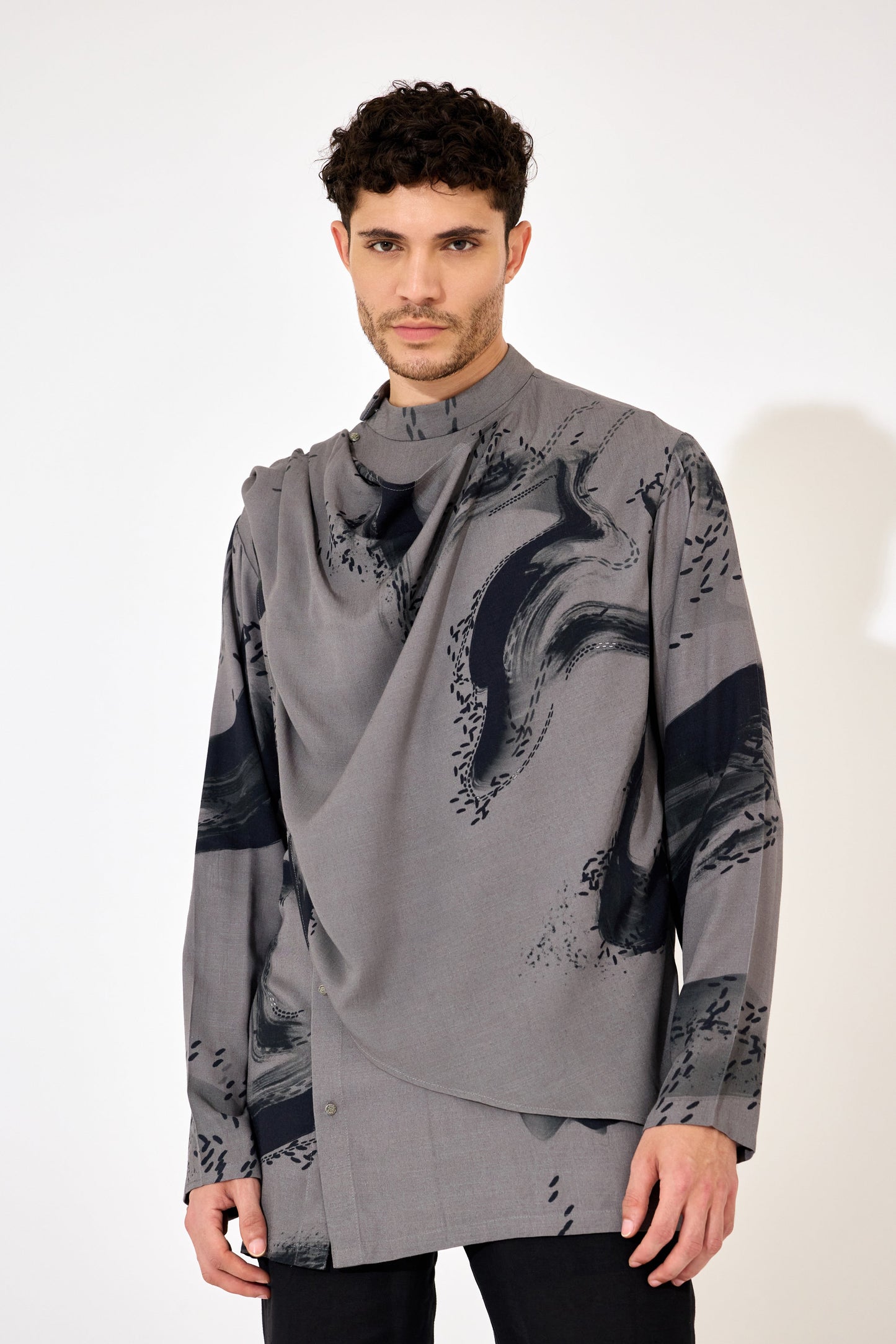 Grey Drape Shirt