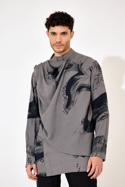 Grey Drape Shirt