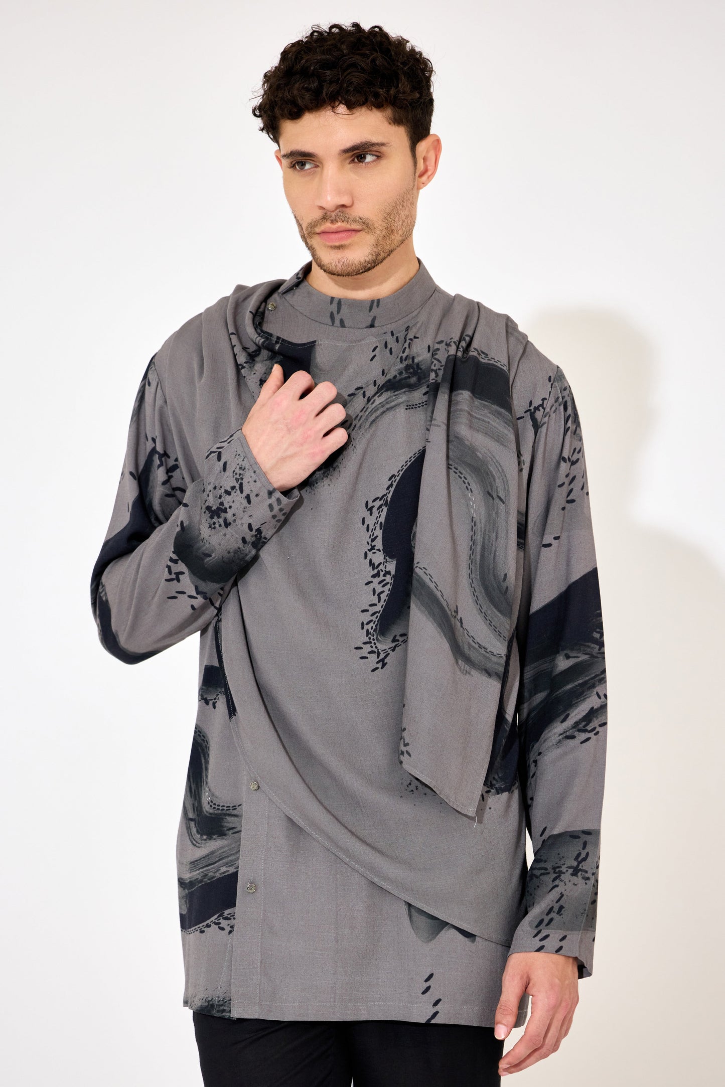 Grey Drape Shirt