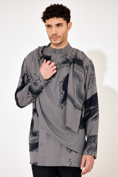 Grey Drape Shirt