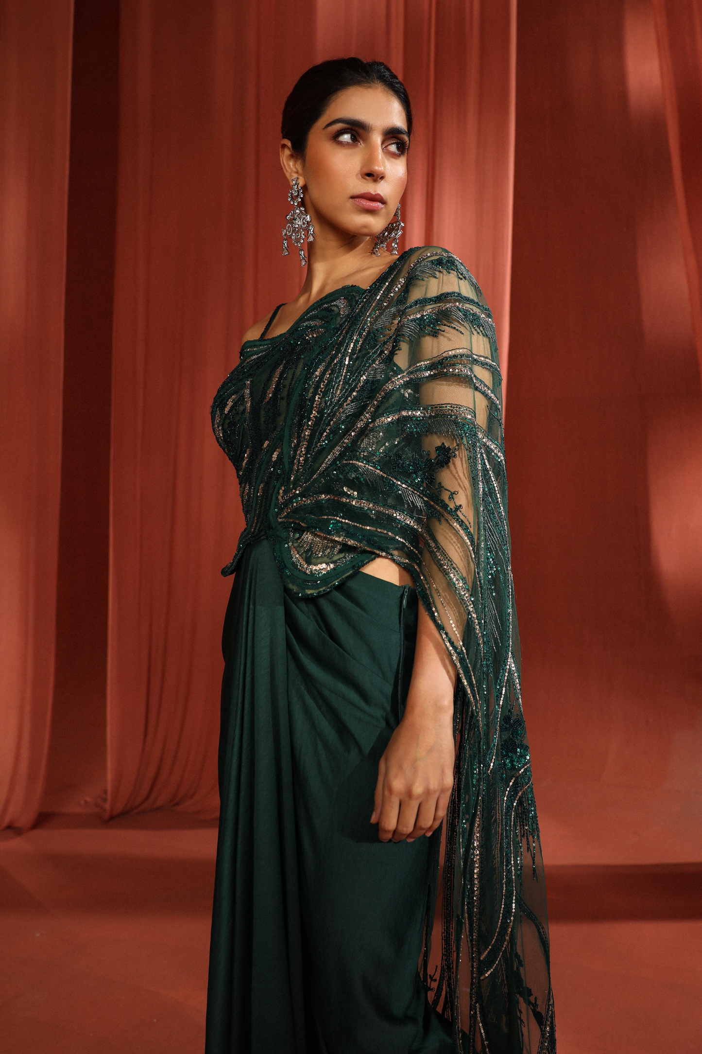 Kompal Matta Kapoor in Green Binding Saree