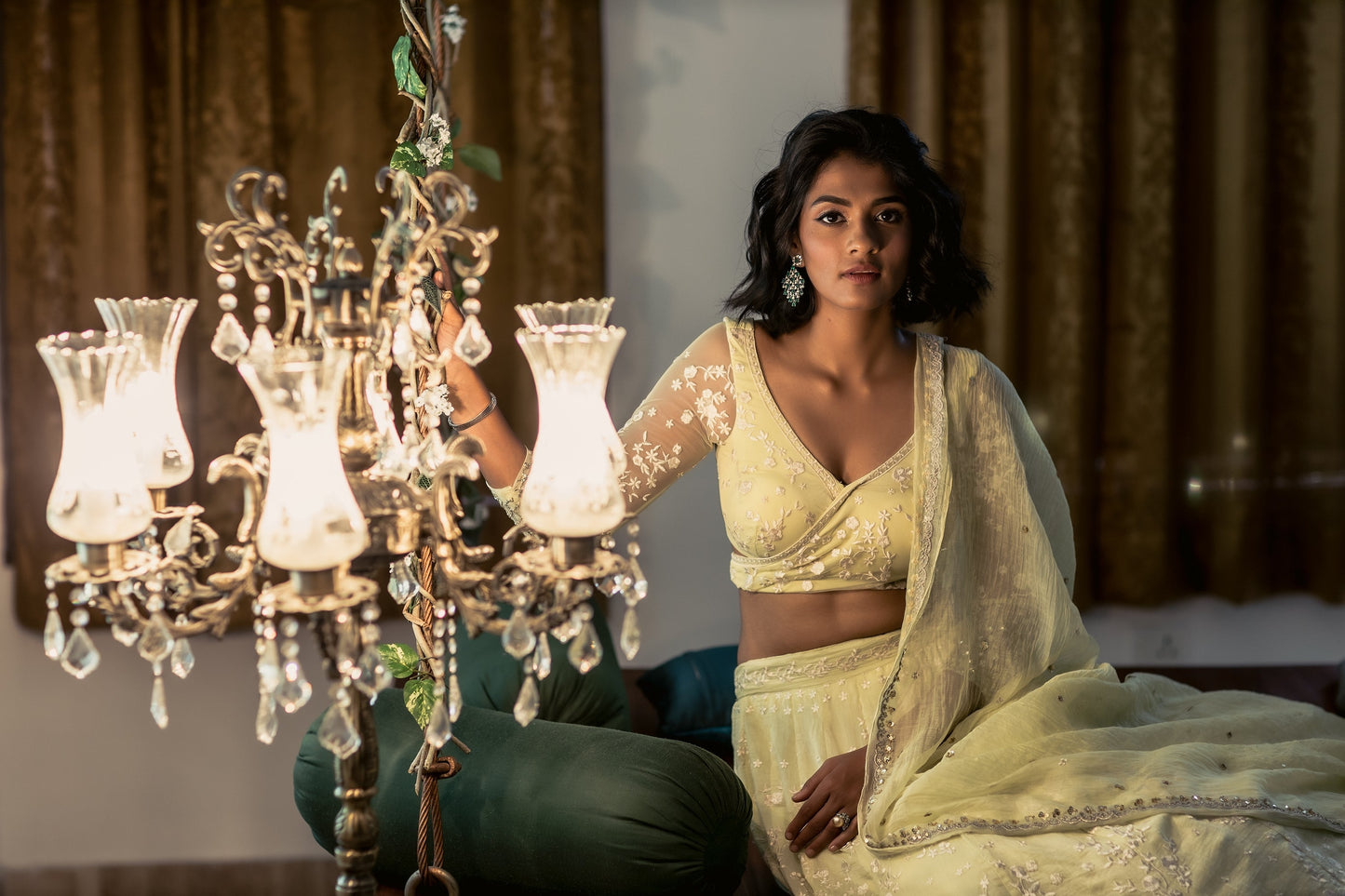 Pastel Green Thread Work Lehenga Set