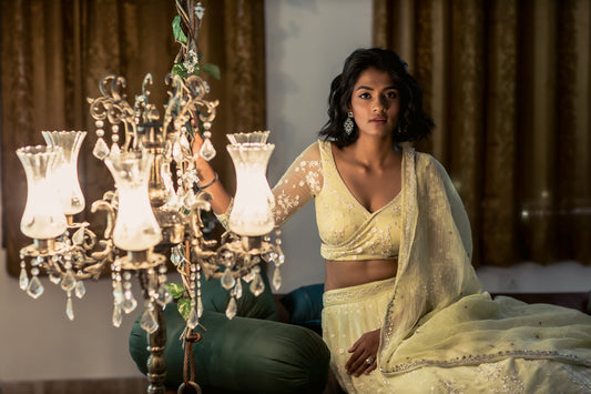 Pastel Green Thread Work Lehenga Set