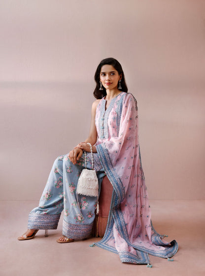 Elaan Organza Pink Kurta with Farshi Salwar