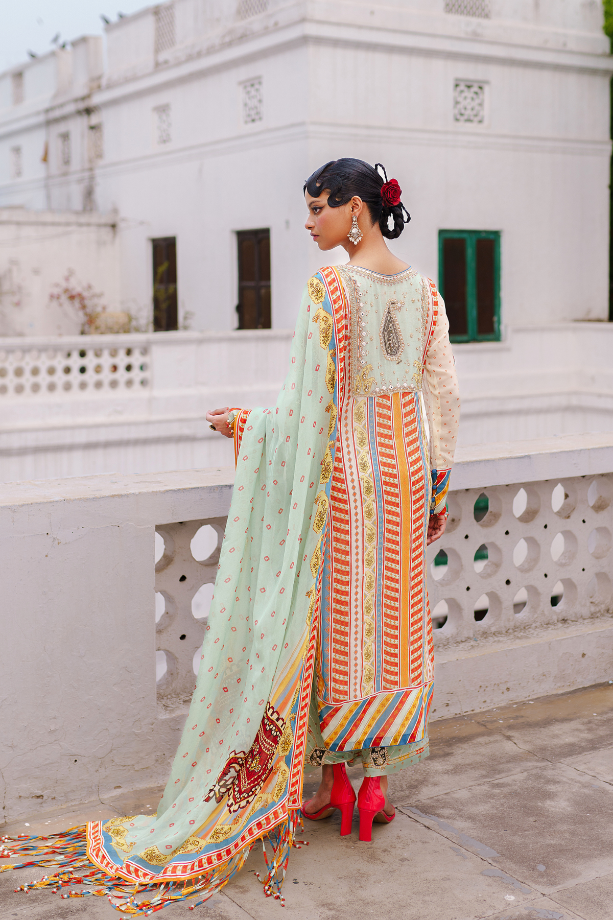 Pista green straight suit with pant set