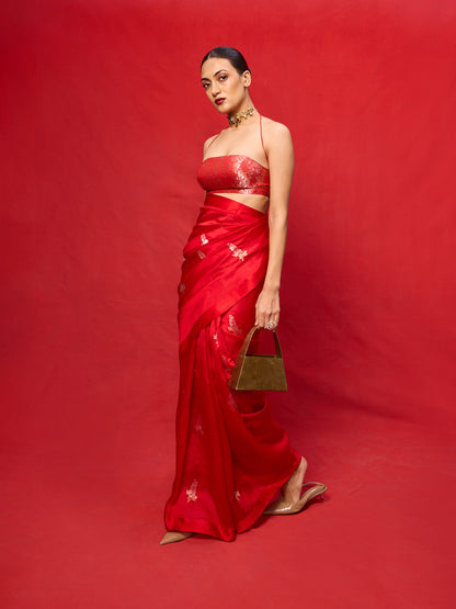 Handwoven Red Silk Banarasi Saree