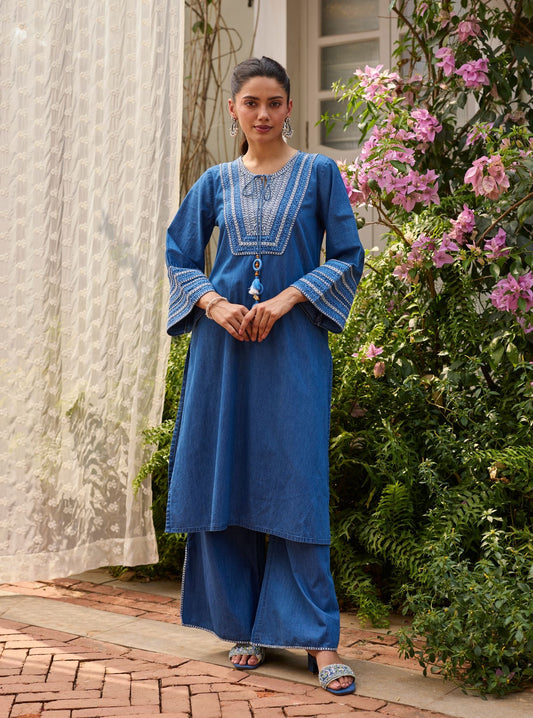 Kavo Denim Kurta Set
