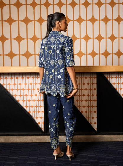 Zahira Supima Cotton Navy Shirt Set