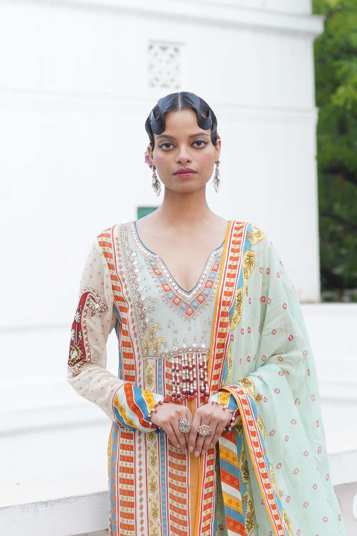 Pista green straight suit with pant set