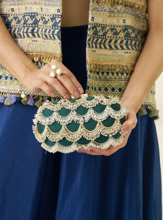 Athena Emerald Green Clutch Bag