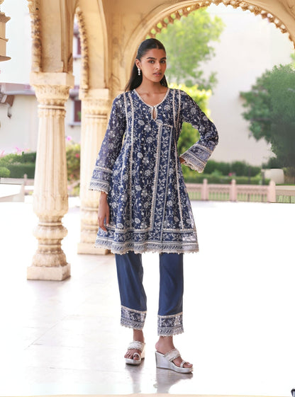 Anmika Organza Navy Kurta Set