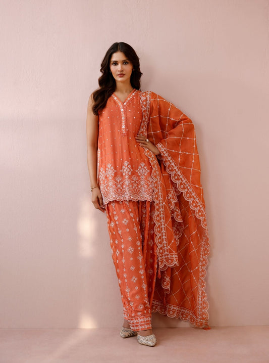 Novie Cupro Satin Off-White Kurta Set