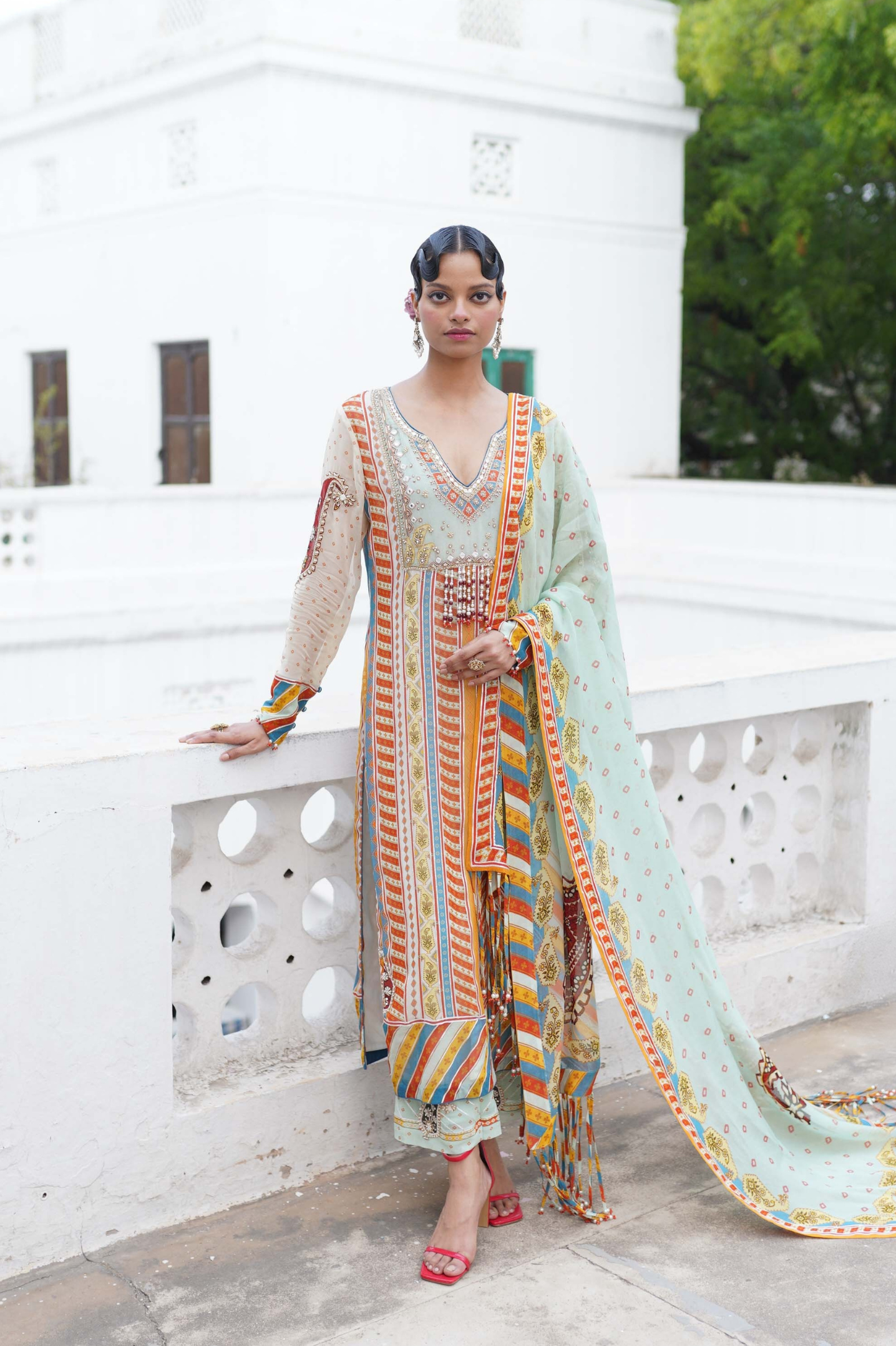 Pista green straight suit with pant set