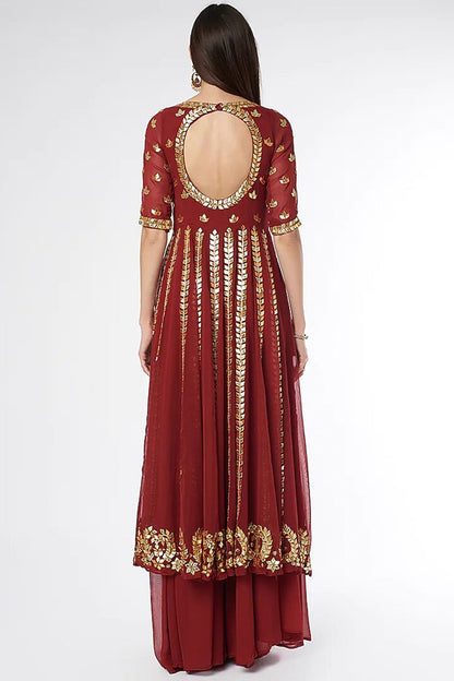 Maroon Anarkali Set
