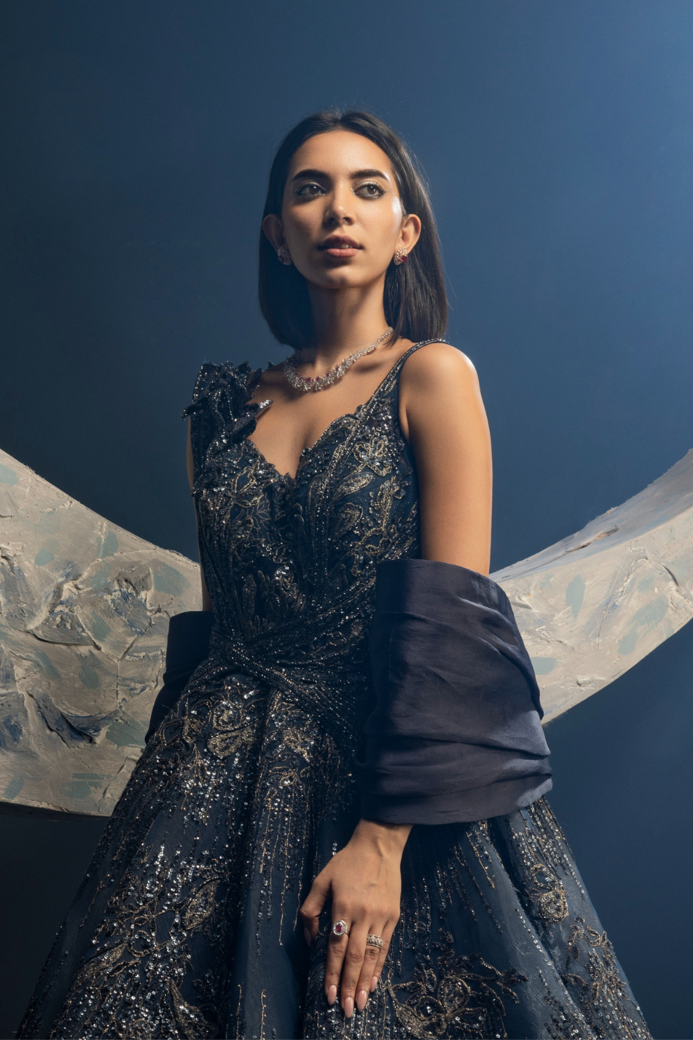 Shivani Pancholi in Midnight Blue Drizzle Gown