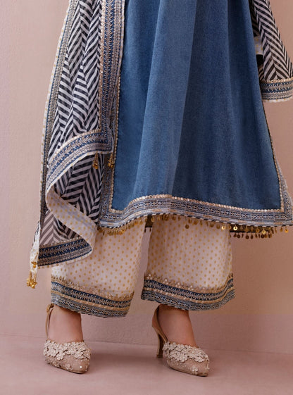 Samvi Denim Long Kurta Set