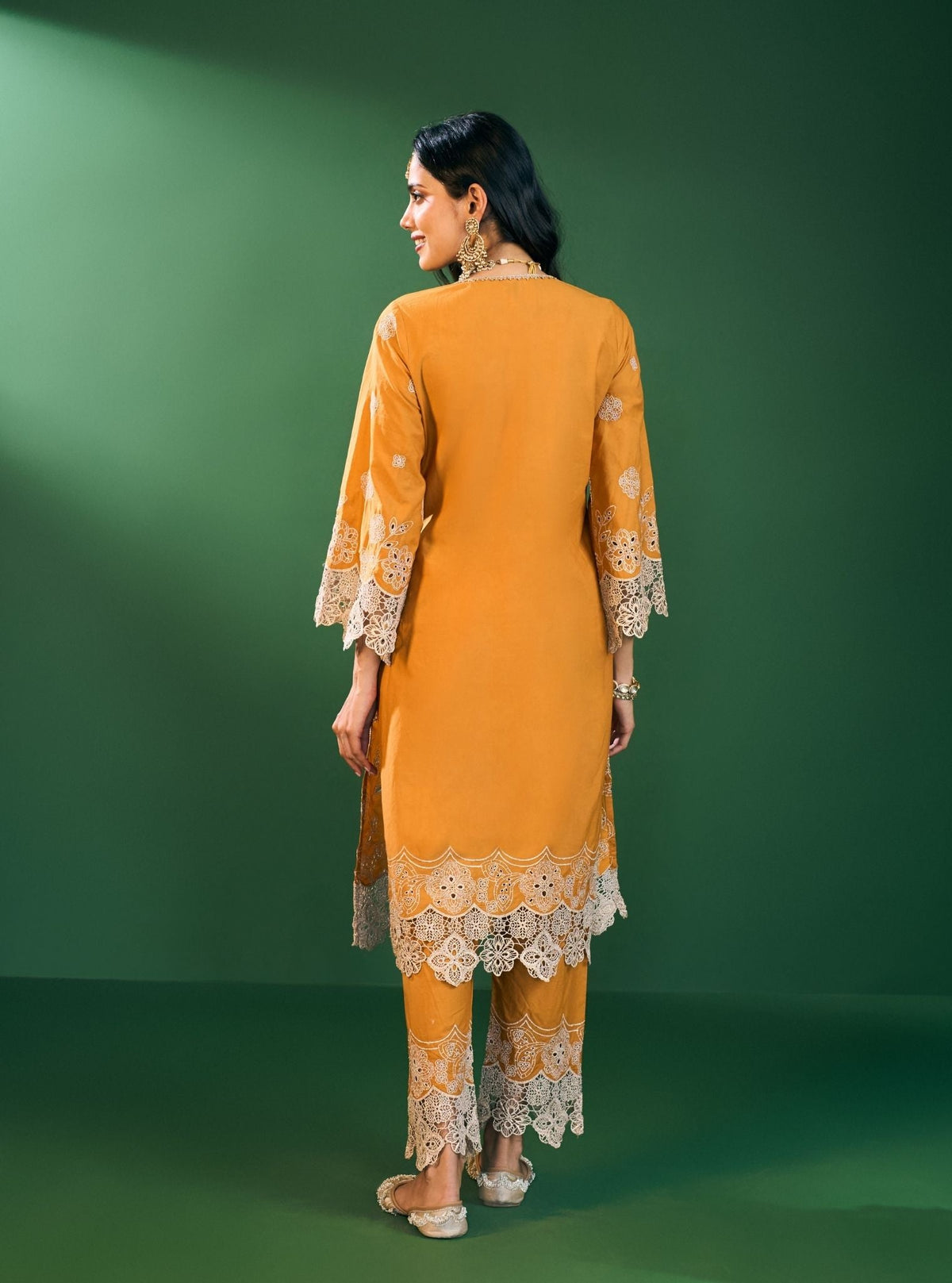 Arisha Supima Cotton Mustard Kurta Set