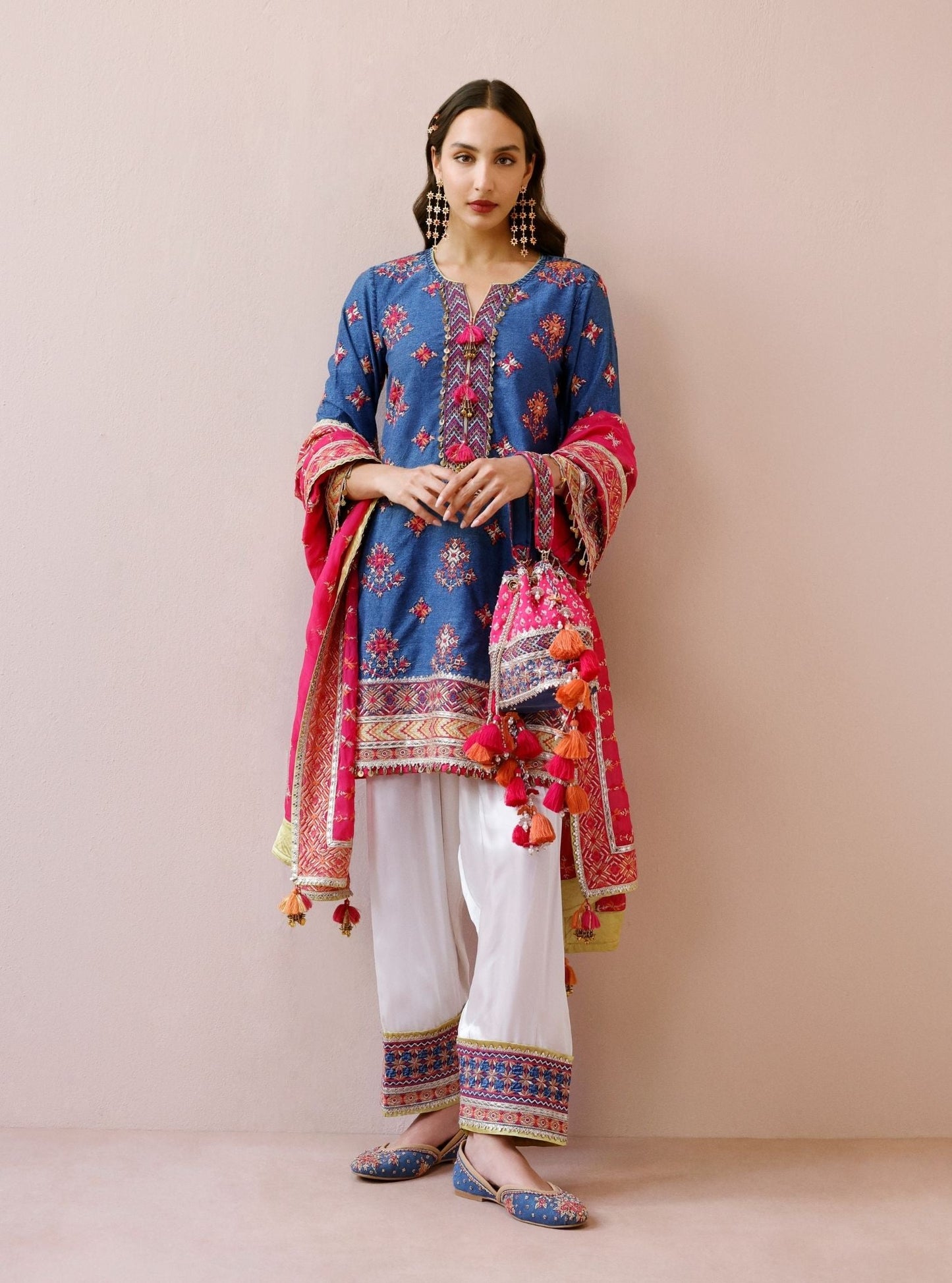 Ruvya Denim Kurta with Farshi Salwar