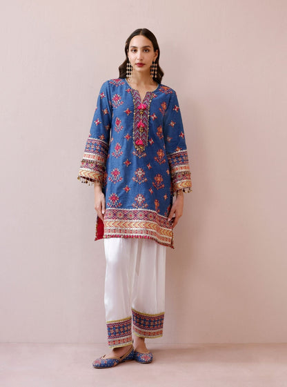 Ruvya Denim Kurta with Farshi Salwar