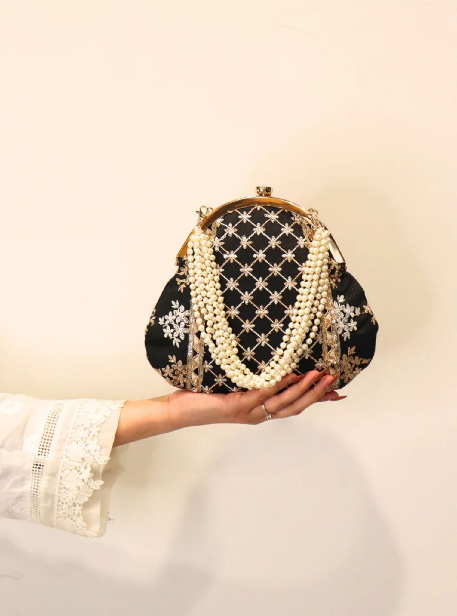 Buy Mulmul Jashan Black Potli Bag | Paaro Australia
