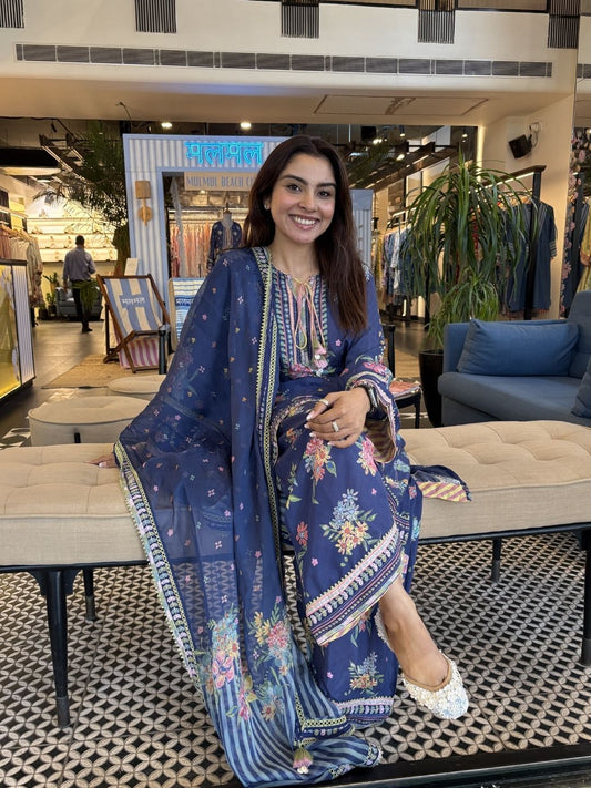 Enaara Lawn Navy Kurta Set