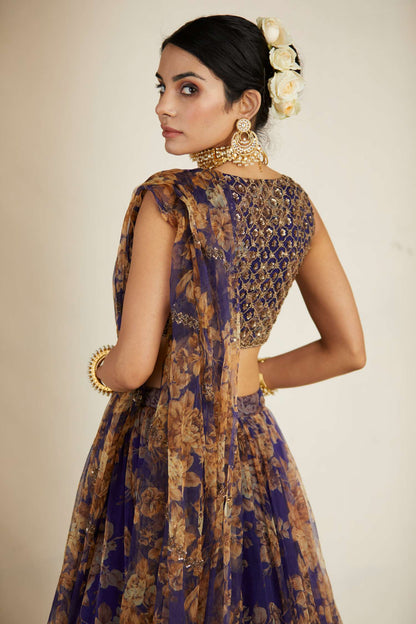 Purple Floral Lehenga Set