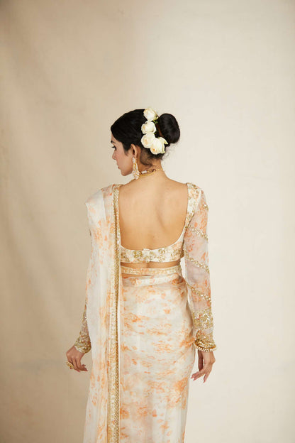 Off White Floral Saree