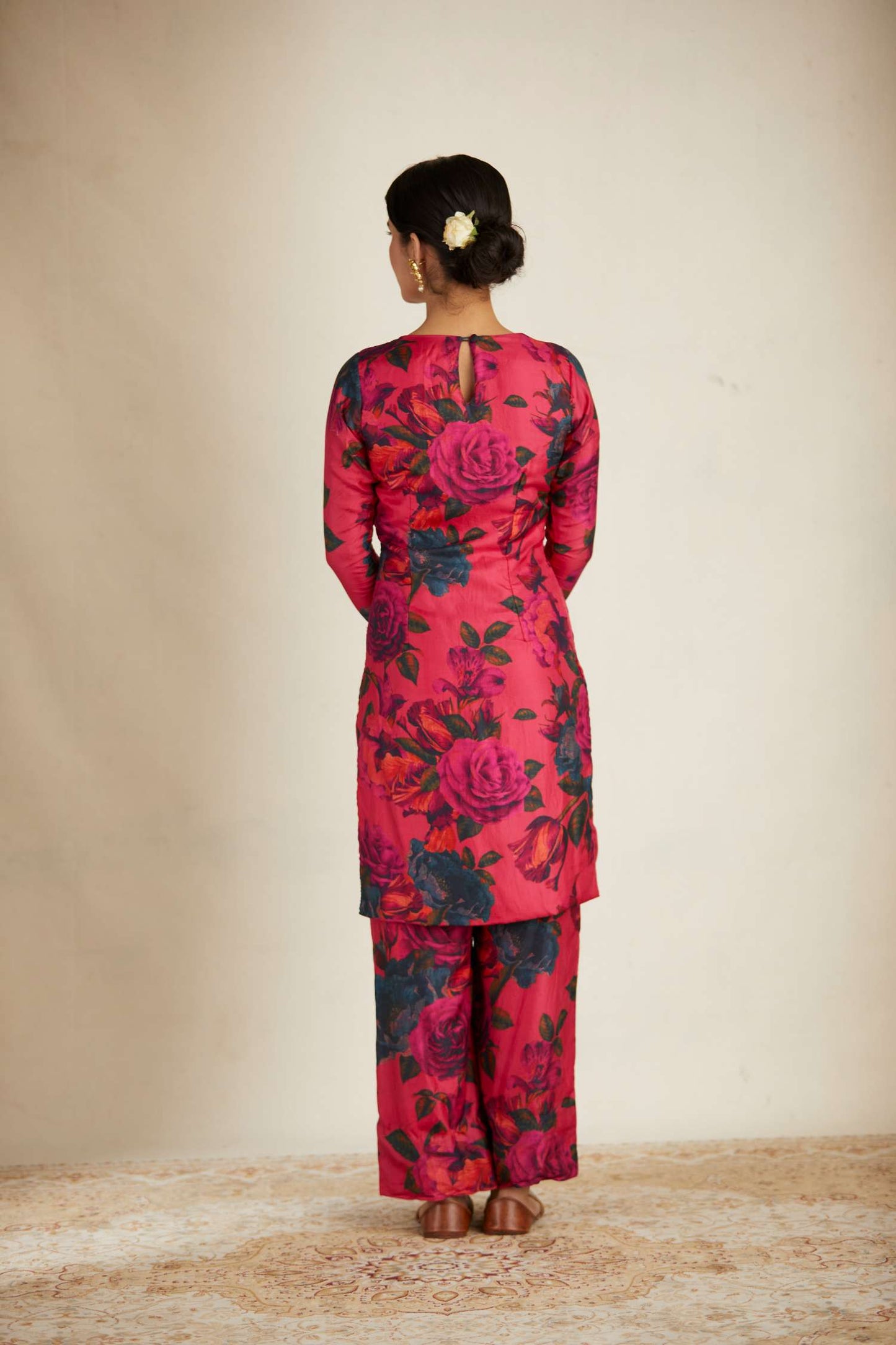 Hot Pink Floral Kurti Set