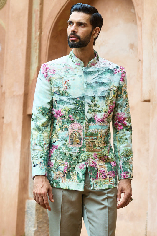 Mughal Oasis Embroidered Bandhgala Set