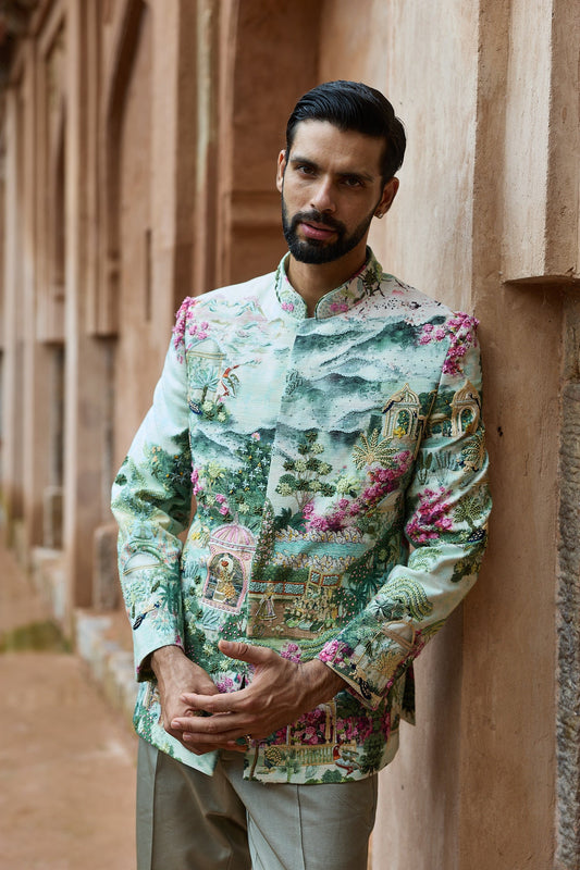 Mughal Oasis Embroidered Bandhgala Set