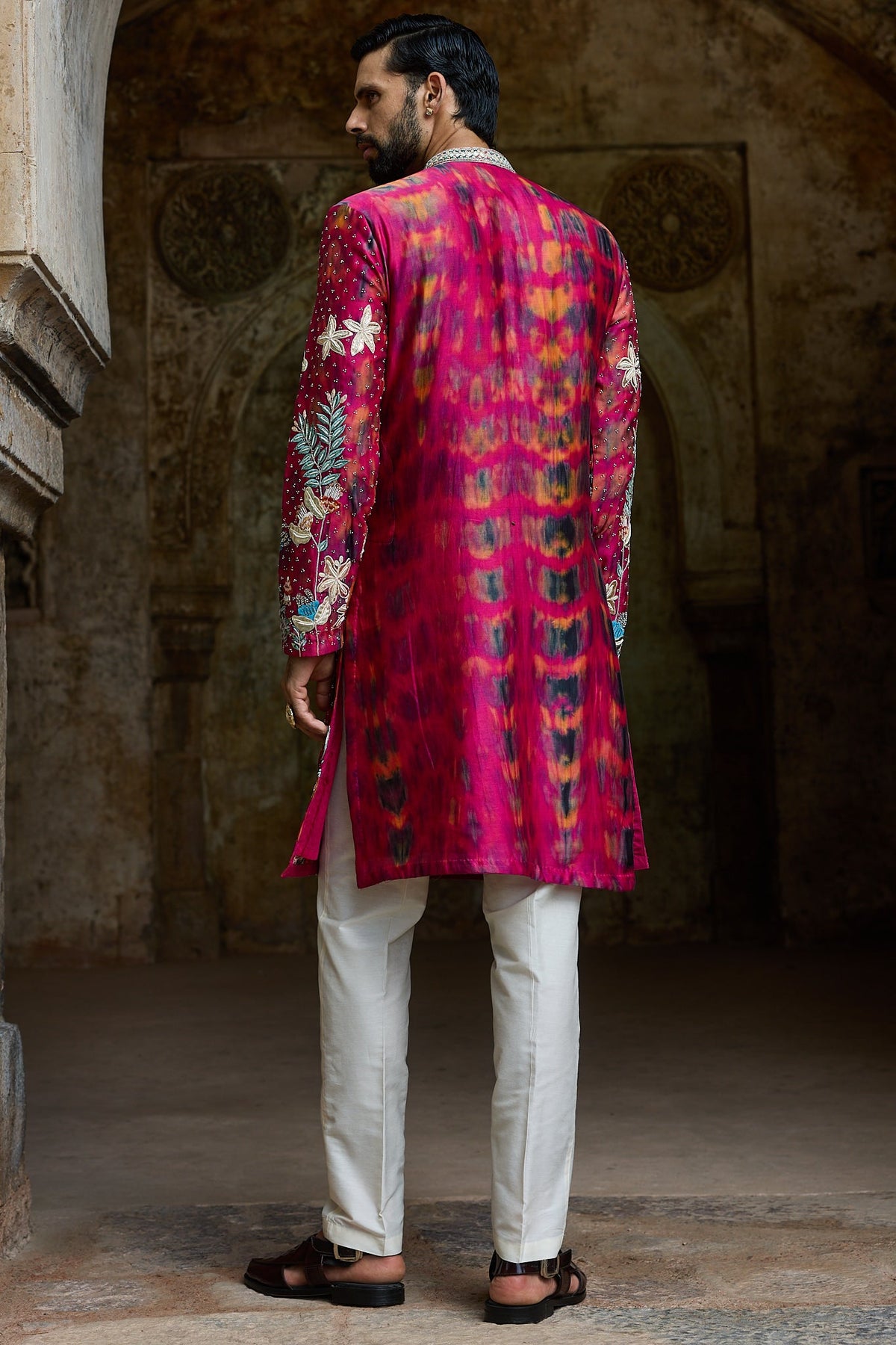 Rani Tie-Dye Chanderi Embroidered Kurta Set