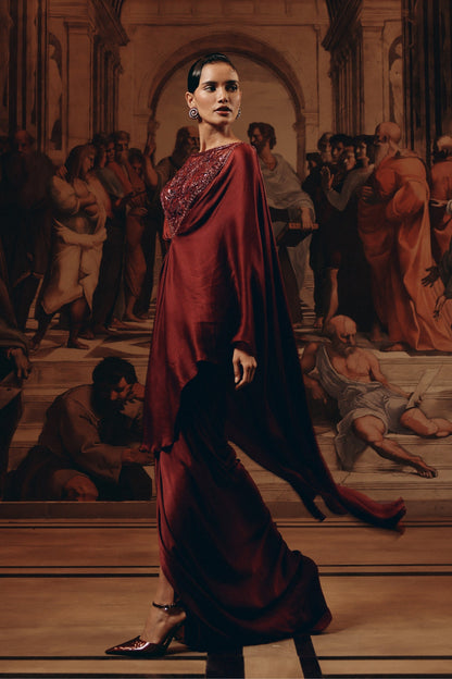 Garnet Draped Kaftan
