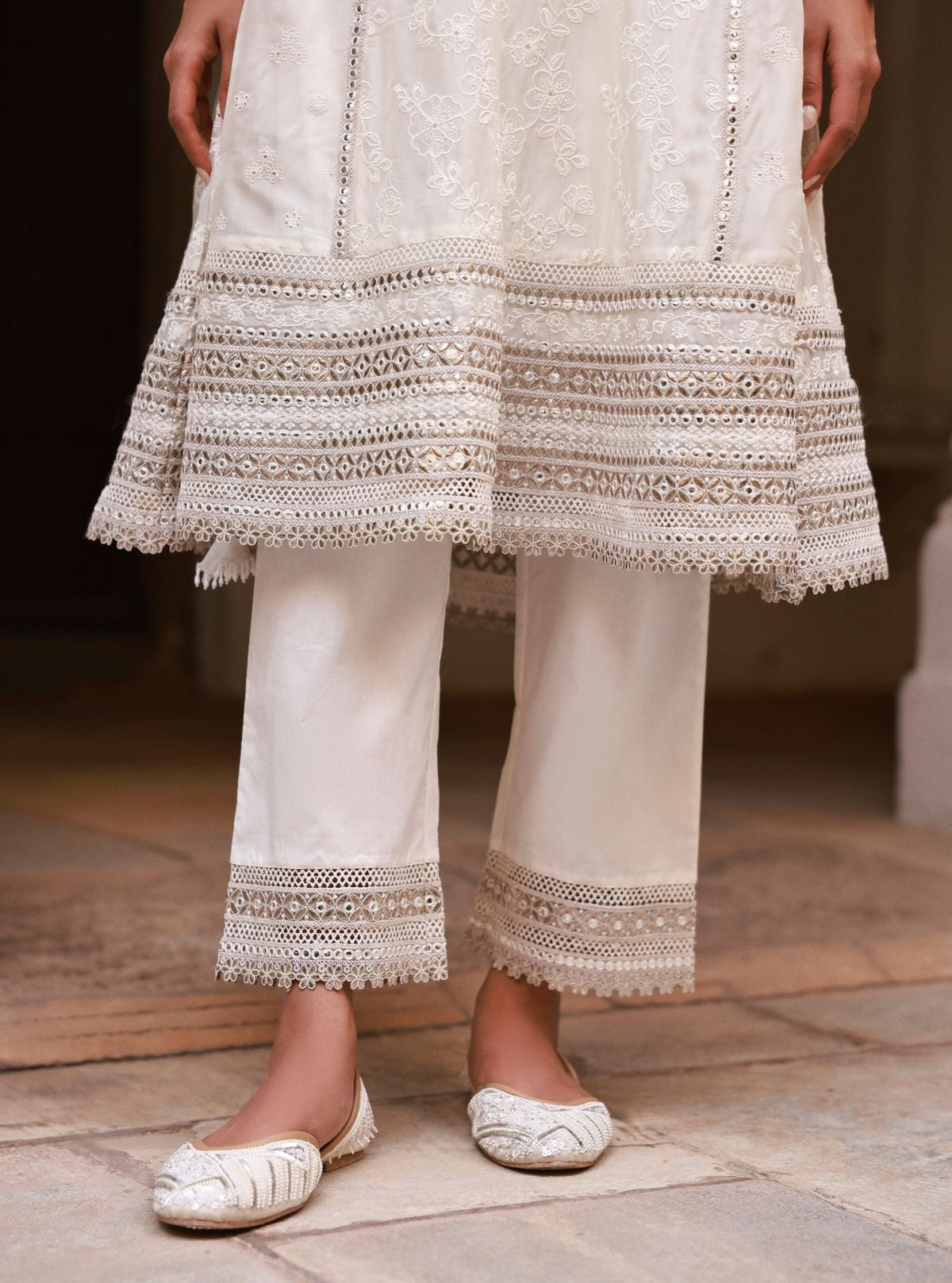 Lomika Organza Off White Anarkali Set