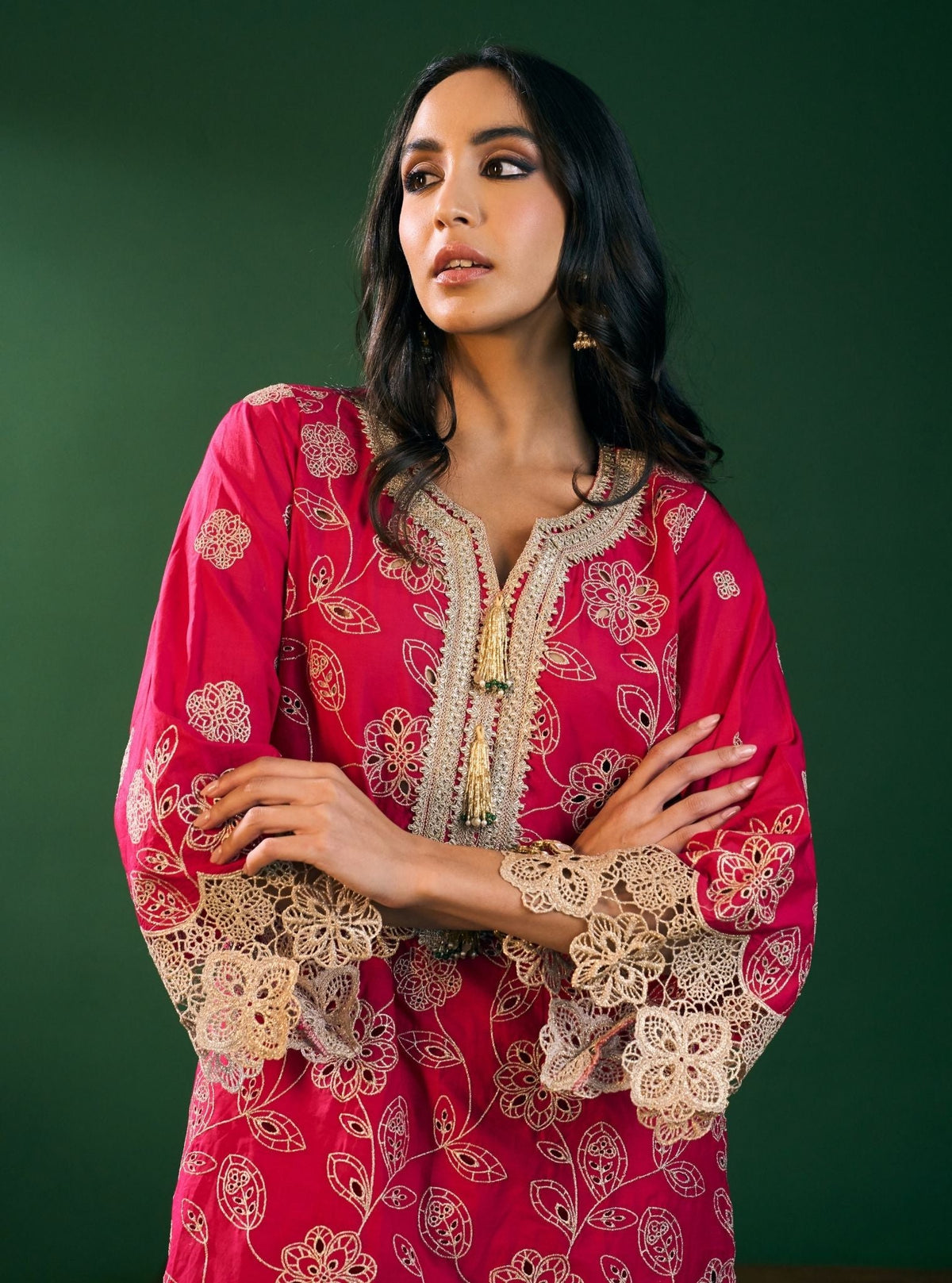 Arisha Supima Cotton Fuschia Kurta Set