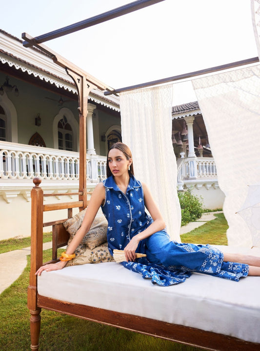 Bhumi Denim Long Shirt Co-ord Set