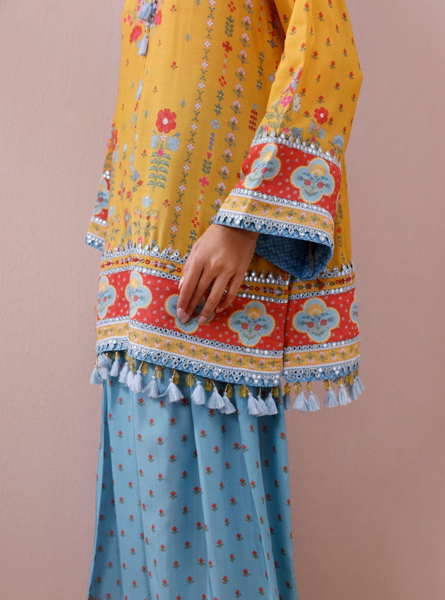 Arohi Lawn Printed White Long Kurta Set