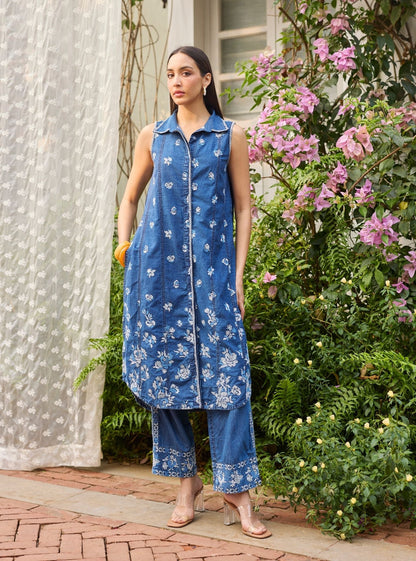 Bhumi Denim Long Shirt Co-ord Set