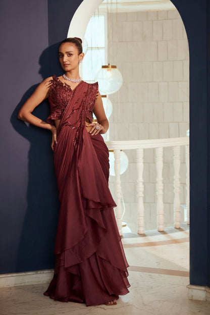 Boysenberry Drape Saree
