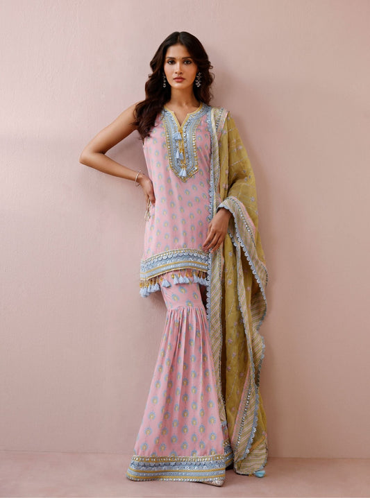 Ayra Lawn Printed Pink Kurta with Garara