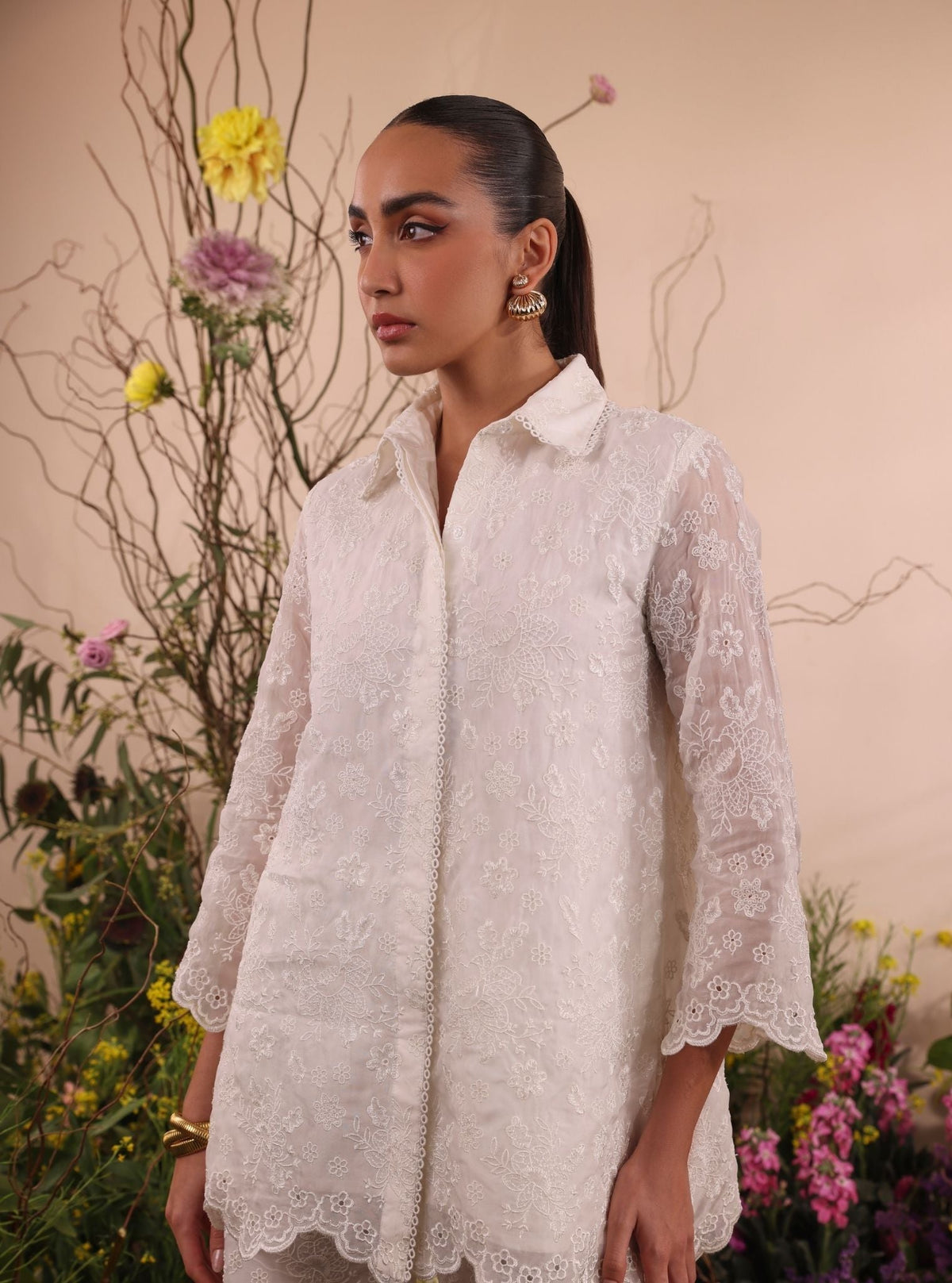 Lev Organza Off White Co-ord Set