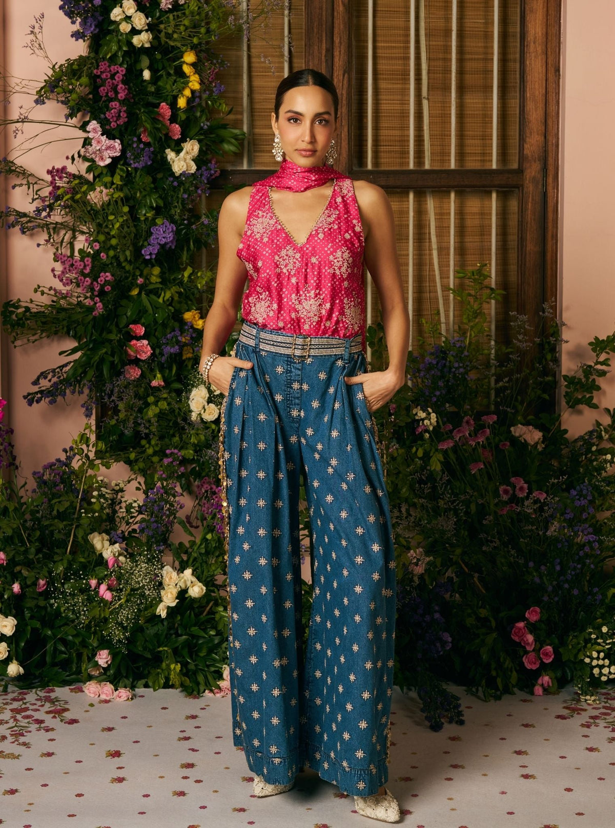 Sajhvi Cupro Satin Fuchsia Co-ord Set