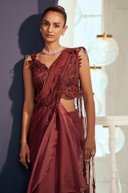 Boysenberry Drape Saree