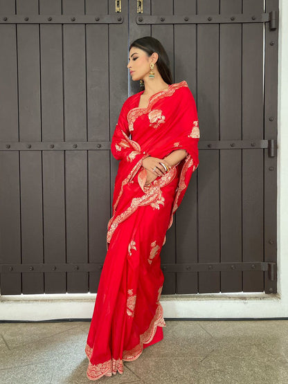 Handwoven Red Silk Saree